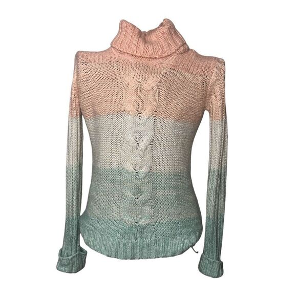 Beautiful FENN WRIGHT MANSON Women’s Turtleneck Sweater Size S Peach Cream Green - Picture 1 of 12